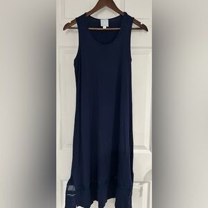 Sunday Women's Small Navy Scoop Neck Sleeveless Maxi Dress Side Slits Vacation